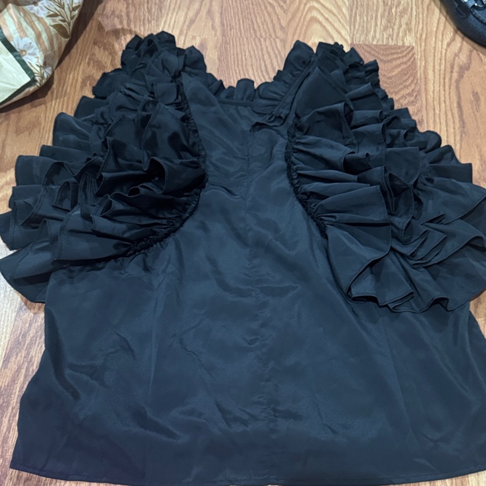 ASOS Black Ruffle Sleeve Blouse - Picture 3 of 8
